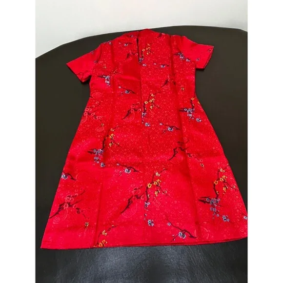 SARTORIA RED BLACK Oriental Style Dress - Floral - Size Medium New Without Tags - Picture 2 of 3